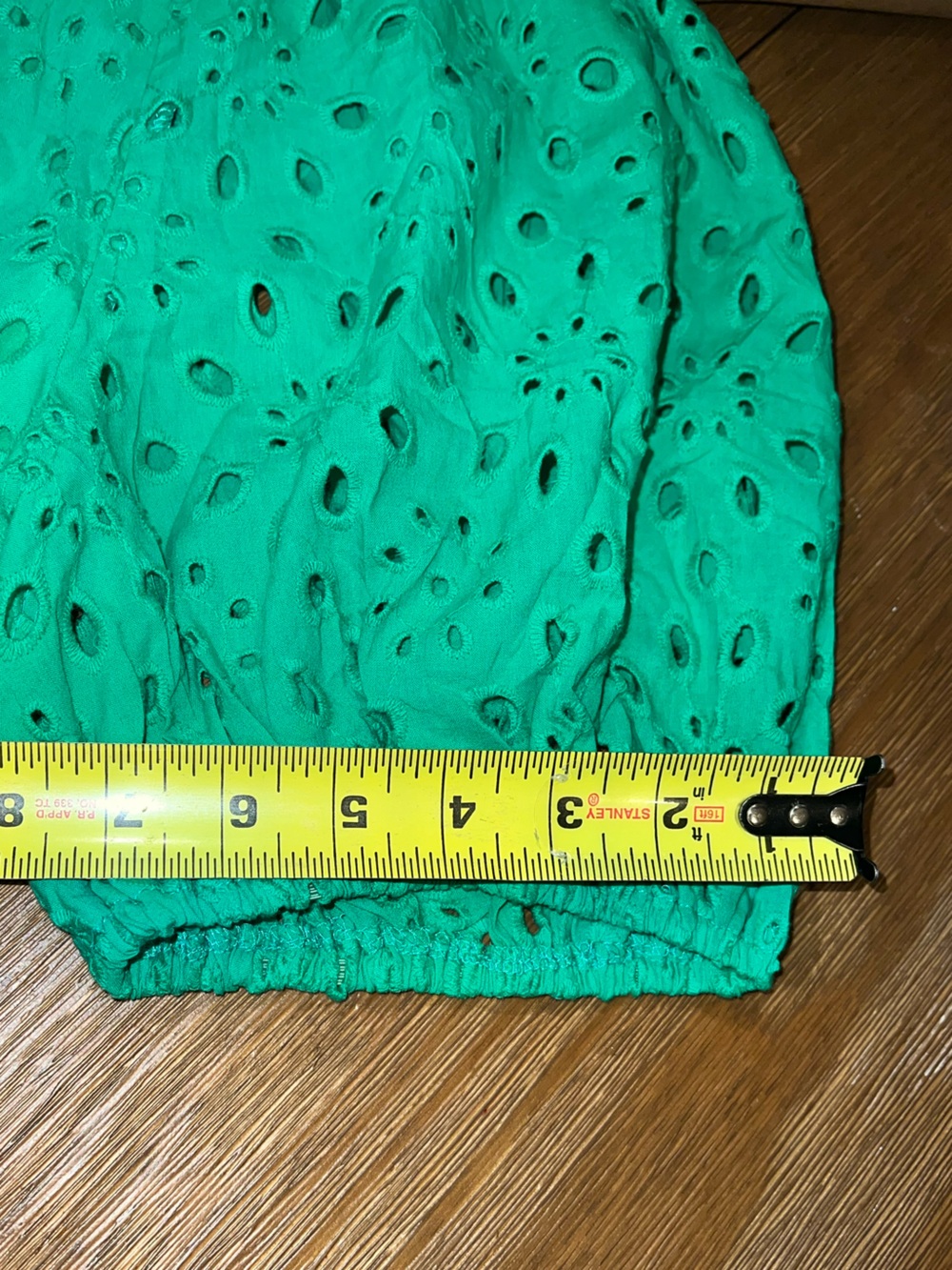 PRETTYGARDEN Green Eyelet Lace Puff Sleeve Blouse NWT XXL Boho Ruffle Neck - Picture 8 of 11